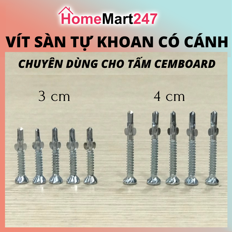 VÍT SÀN TỰ KHOAN CÓ CÁNH 3CM VÀ 4CM