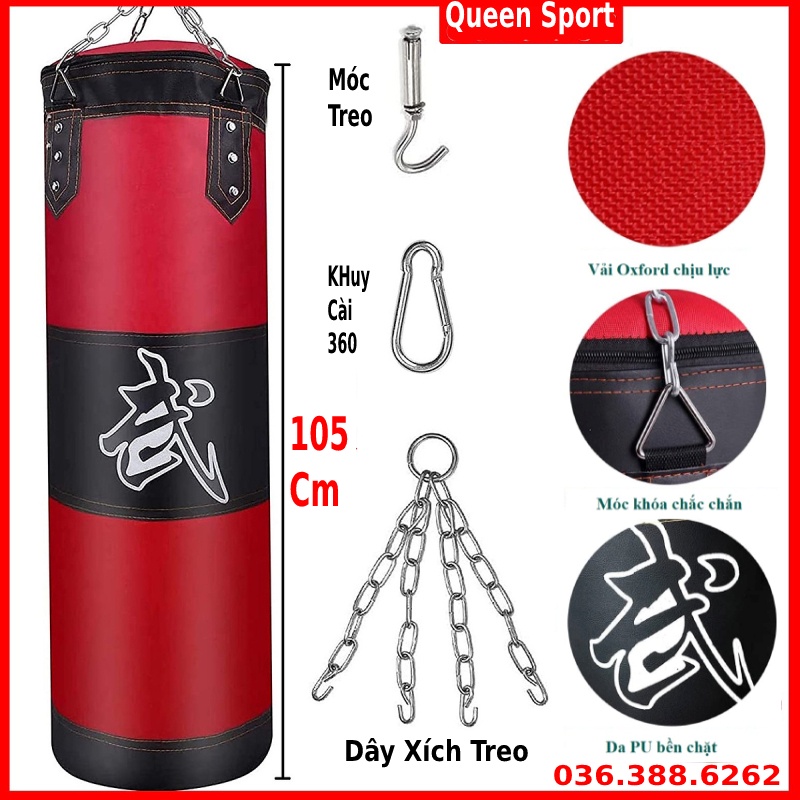 Vỏ bao cát đấm bốc boxing tập võ dài 105cm øbằng35cm - vỏ bao đấm cát boxing treo tường 4 lớp dành cho người lớn trẻ em
