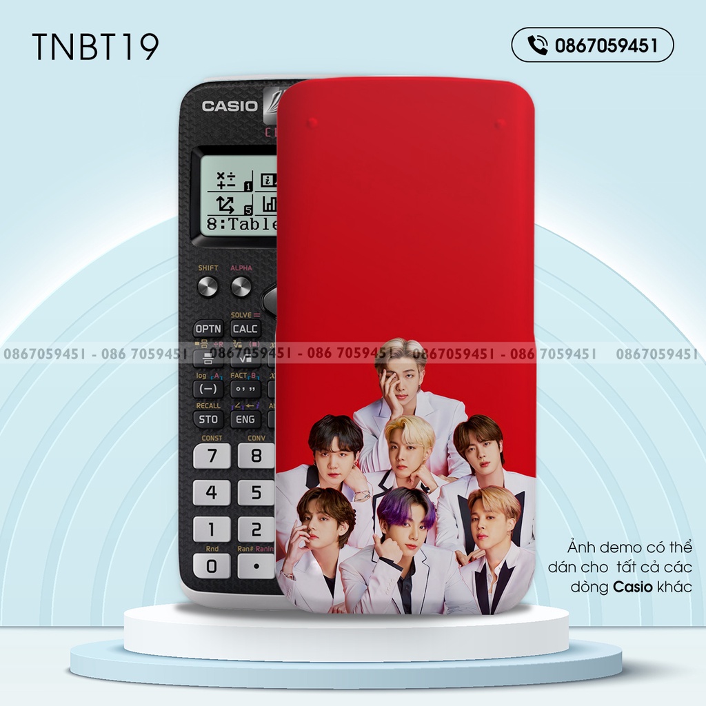 Miếng dán máy tính CASIO In Hình BTSBộ 4 Decal dán máy tính cầm tay in theo mẫu yêu cầu tnbtb4