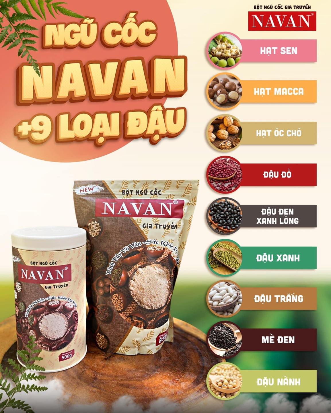NGŨ CỐC NAVAN TÚI 800G (BỘT NGŨ CỐC PHA UỐNG)