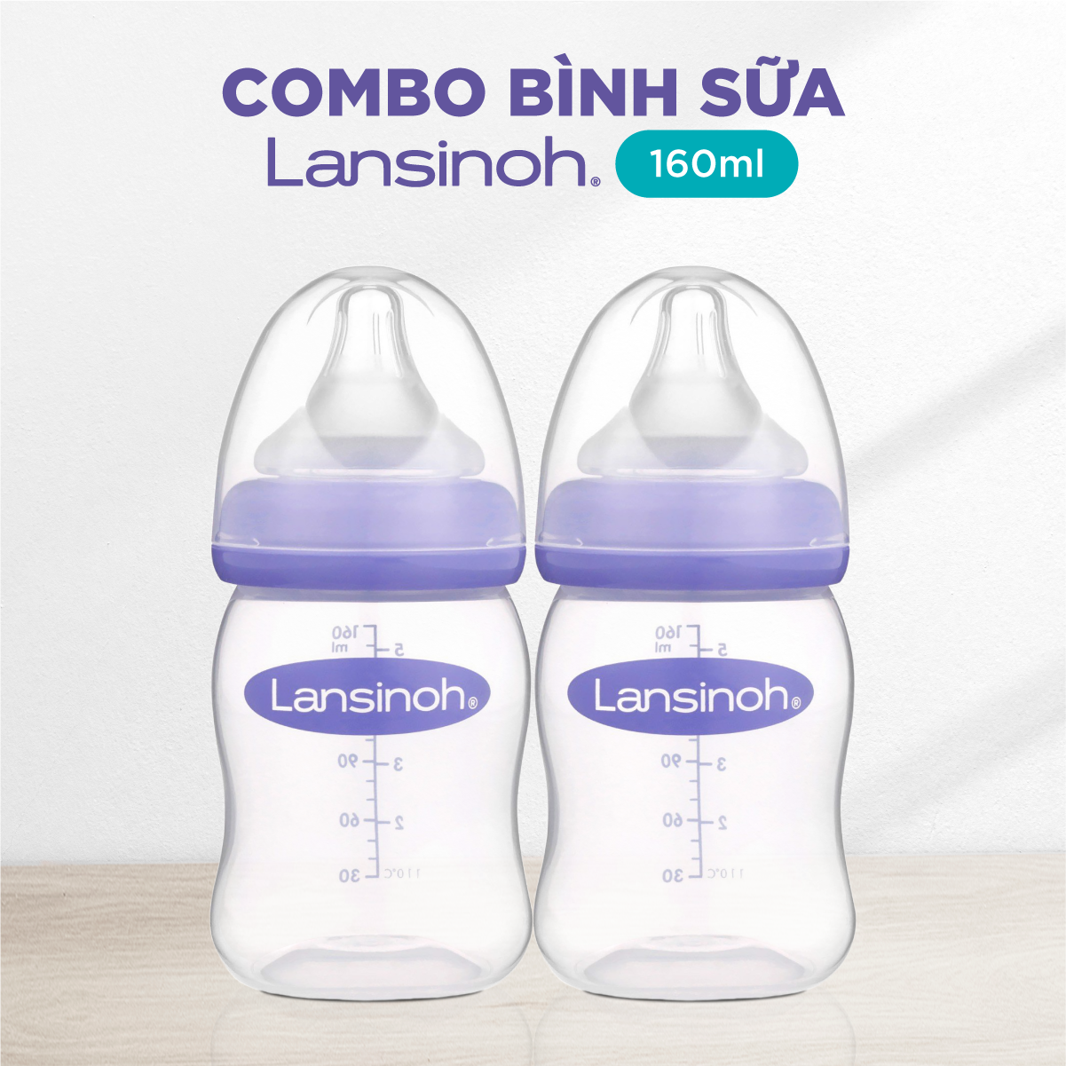 Combo 2 Bình Sữa Cổ Rộng Lansinoh 160ml