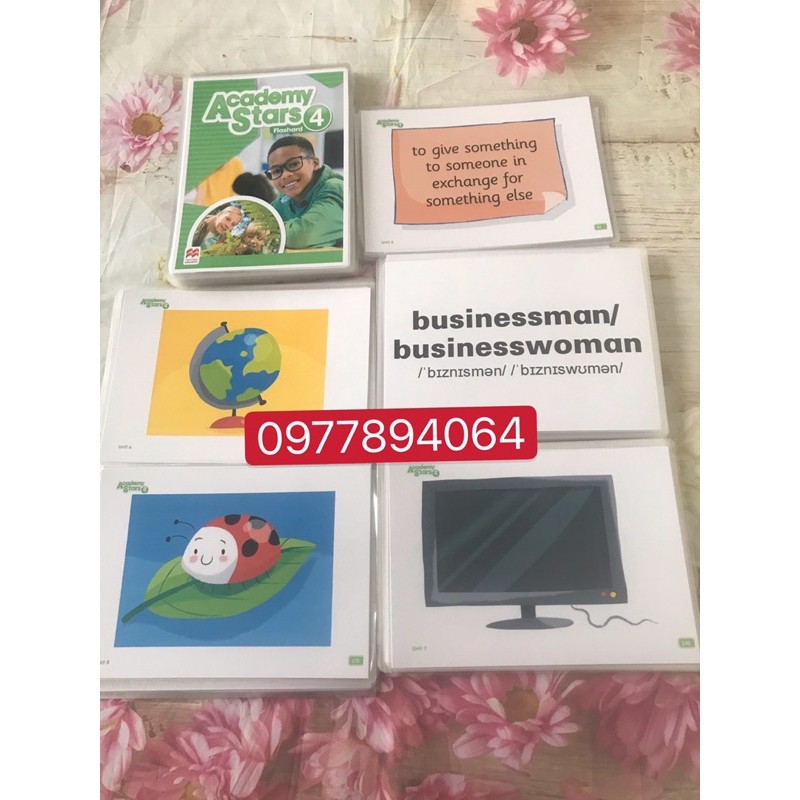 Flashcards Academy stars stater 1-2-3-4 (khổ A5, in 2 mặt)