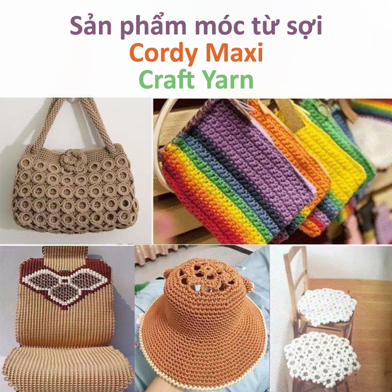 Sợi Cordy Maxi Craft Yarn Móc Túi Thời Trang (Cuộn 330gr)