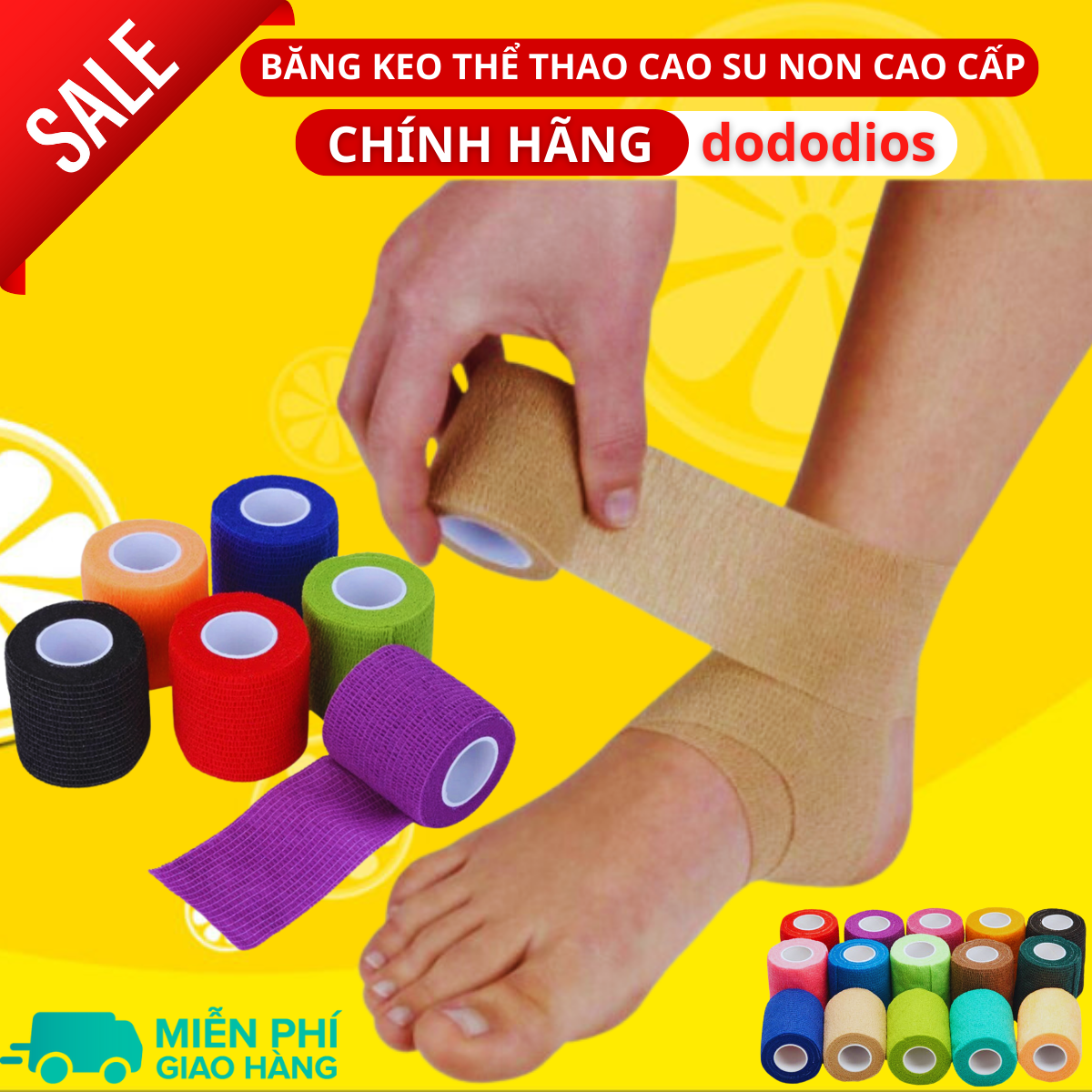 Combo hộp 24 cuộn băng cuốn tự dính, băng cuốn cao su non, băng keo thể thao chống chấn thương