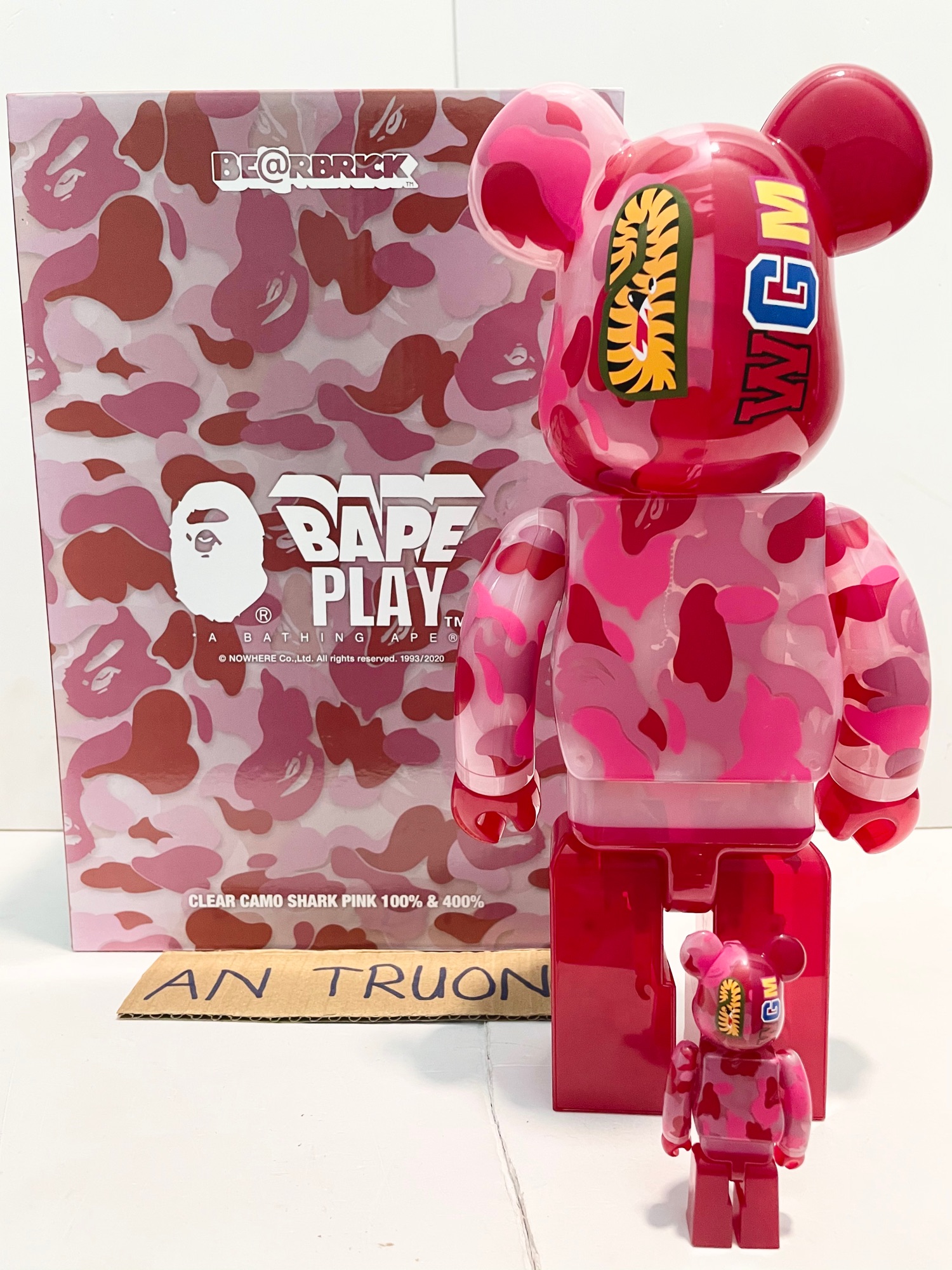 Bearbrick x Bape ABC Camo Shark 100% 400% Set Clear Pink | Lazada.vn