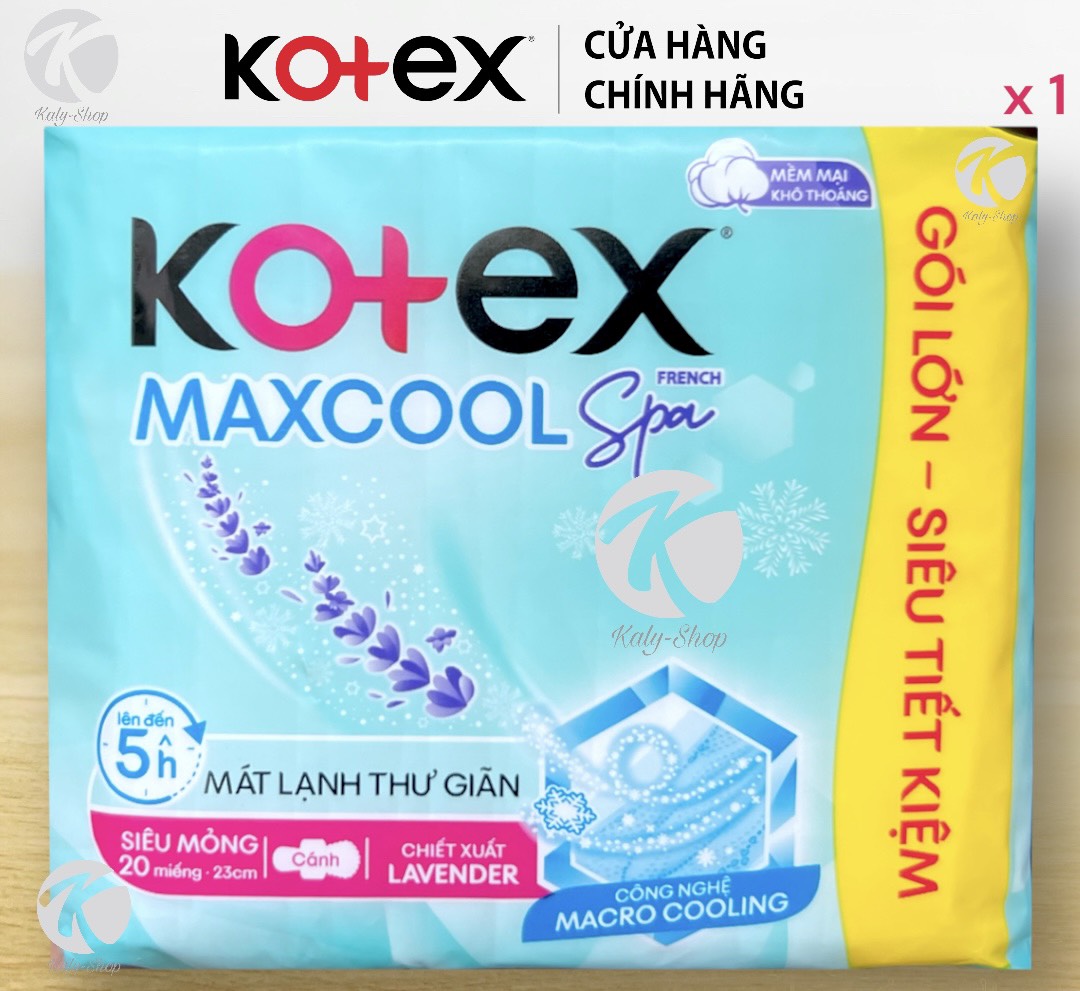 Combo 4 Gói Băng Vệ Sinh Kotex Max Cool Spa Siêu Mỏng Cánh 20 Miếng