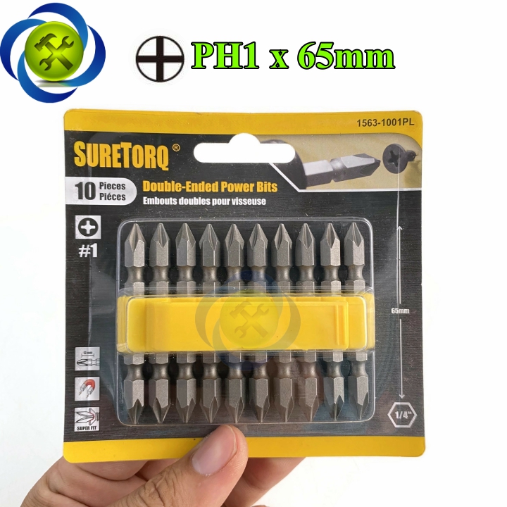Mũi vặn vít 2 đầu ph1 suretorq 1563-1001 pl màu xám dài 65mm