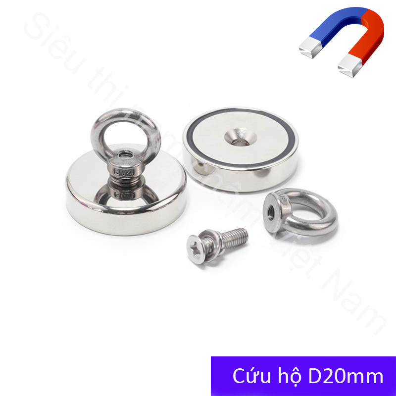 Nam châm cứu hộ D20mm, nam châm siêu mạnh tiện dụng
