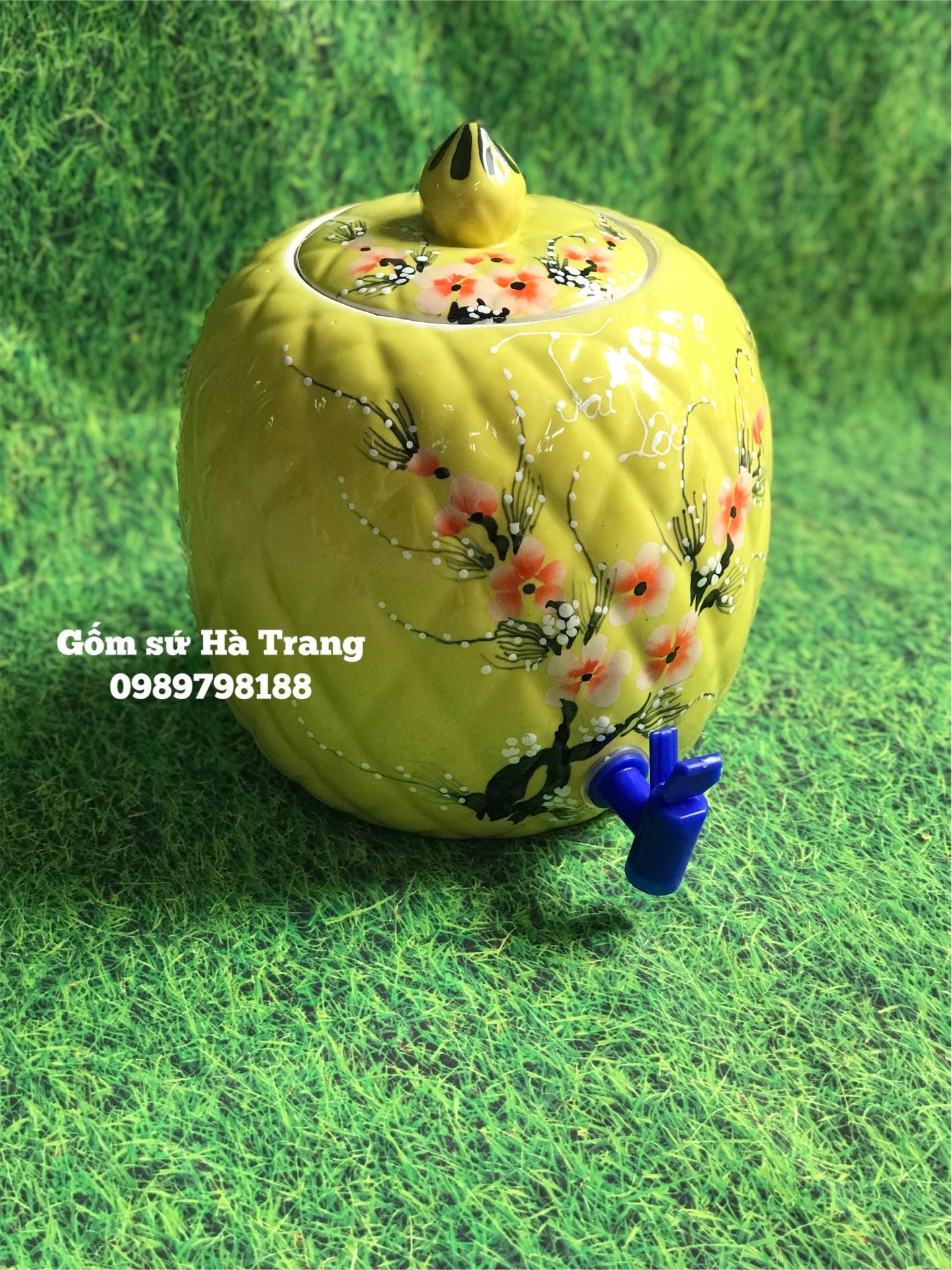 Bình nước quả dứa tài lộc dung tích 5 lit gốm sứ Bát Tràng