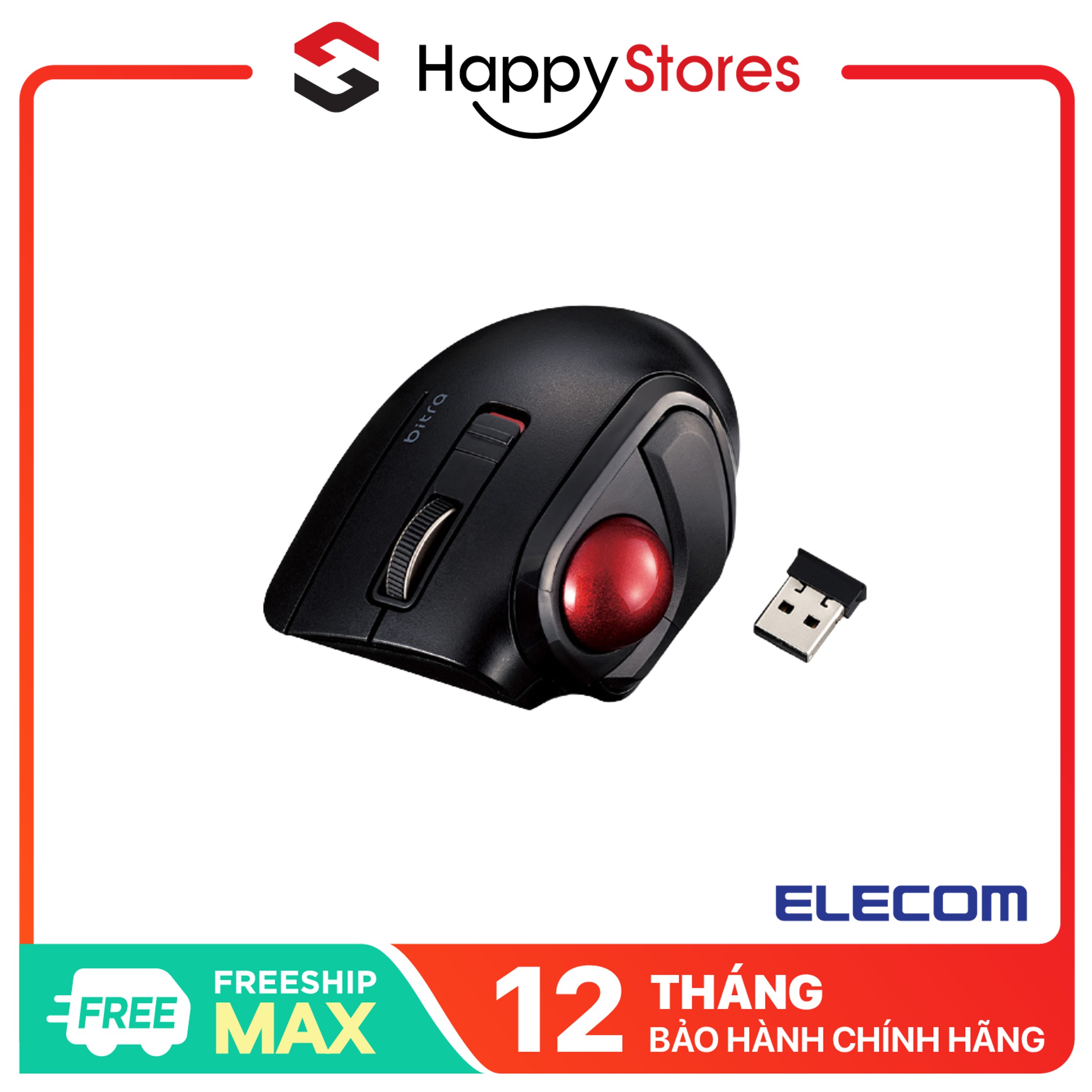 Chuột Bi Không Dây Yên Tĩnh Elecom Bitra Trackball M-MT1DRSBK Bảo Hành Chính Hãng 1 Năm