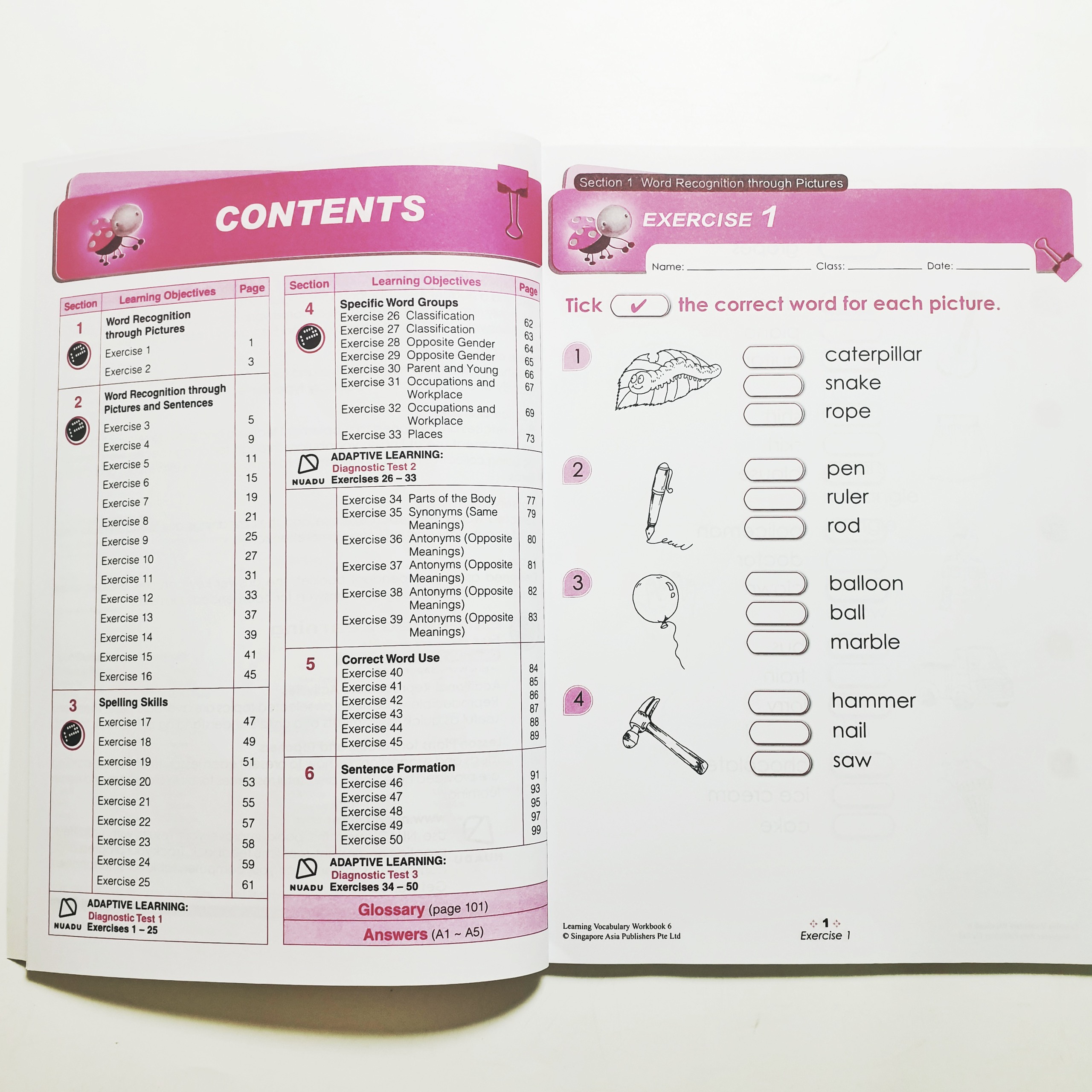 Learning Vocabulary bộ nhập 6q giấy bóng màu
