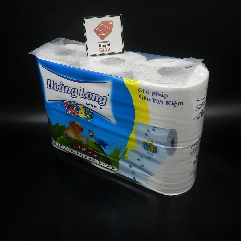 Combo 6 cuộn giấy vệ sinh cao cấp Hoàng Long 3 lớp dai mềm mịn - Giấy vệ sinh loại 1