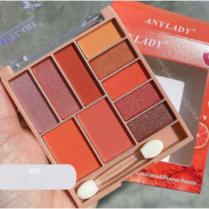Phấn mắt Anylady 10 ô có má hồng