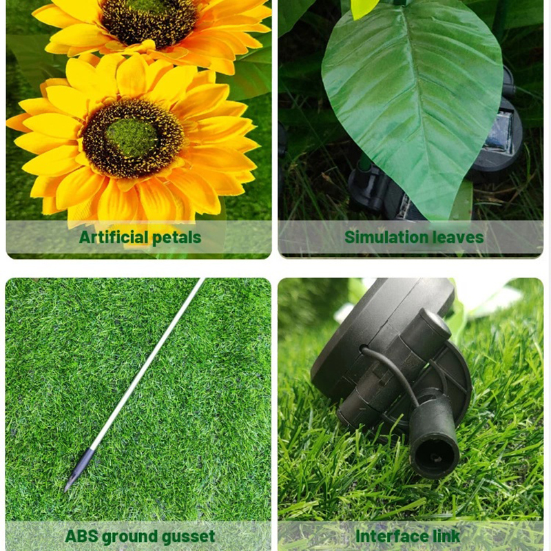 Vimite 2PCS LED Solar Sunflower Light Outdoor Waterproof Automatic Sensor Lawn Garden Light for House Yard Fence Pathway Terrace Christmas Landscape Decoration