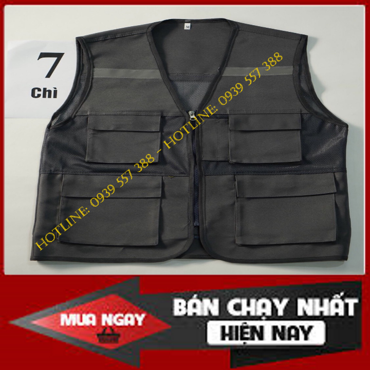 Áo ghi lê phản quang 4 túi, Áo phản quang bảo hộ lao động màu chì