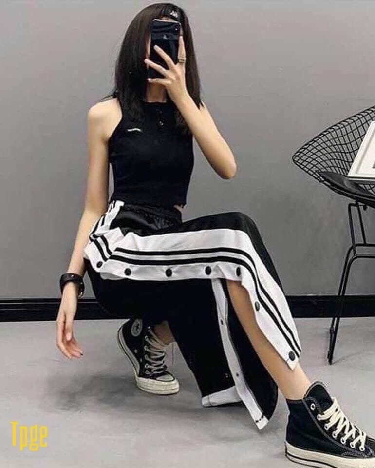 QUẦN ỐNG RỘNG XẺ TÀ CÚC BẤM STYLE CÁ TÍNH