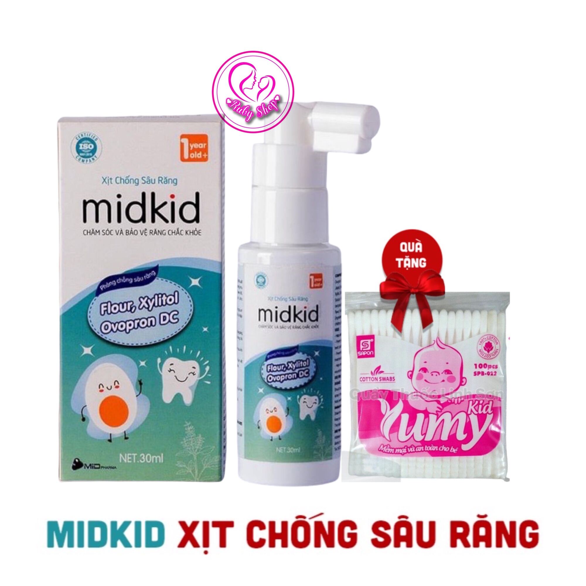[ HOÀN TIỀN 10% ]Xịt chống sâu răng cho bé Midkid + tặng tăm bông