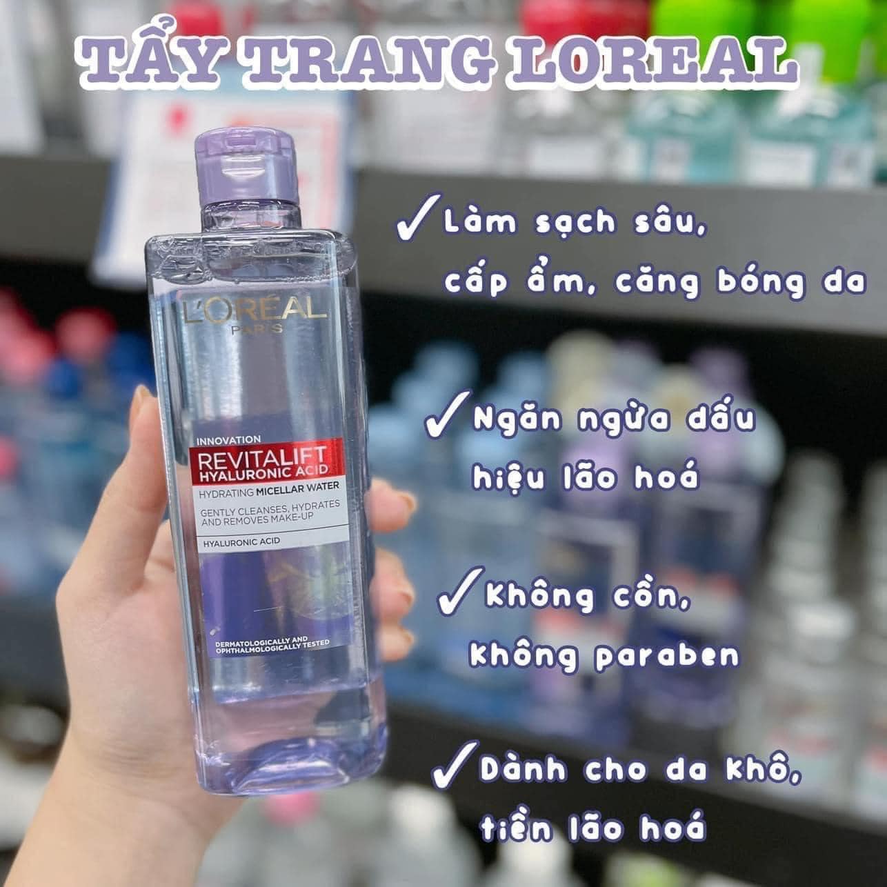 Nước Tẩy trang Loreal 400ml chai tím