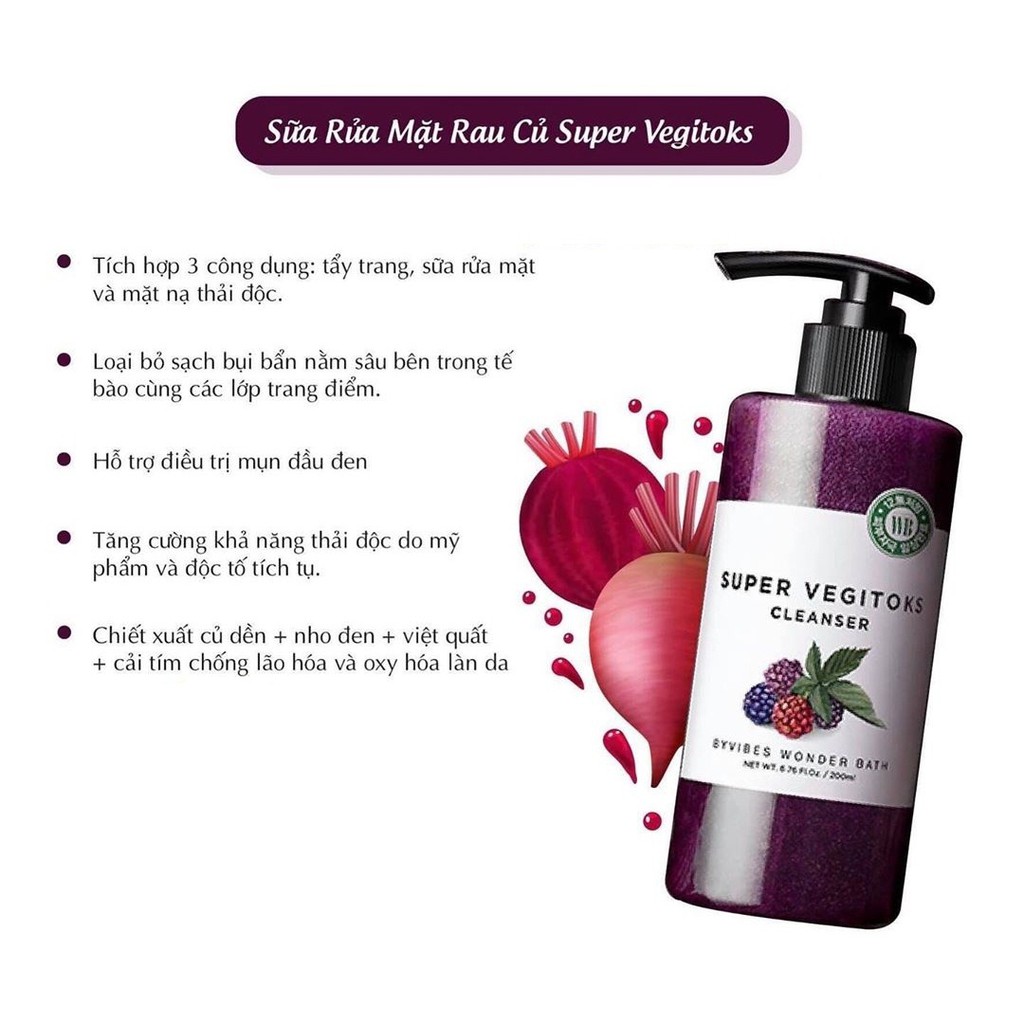 Sữa rửa mặt thải độc rau củ Byvibes Wonder Bath Super Vegitoks Cleanser Lyo.vn