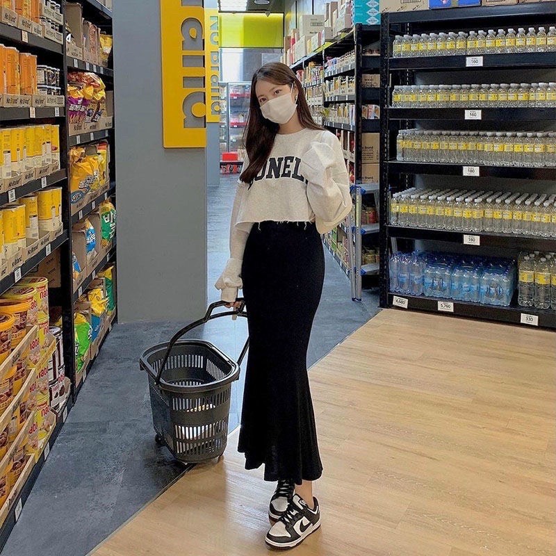 Chân Váy Ulzzang Đuôi Cá Dáng Dài Chất Len Tăm