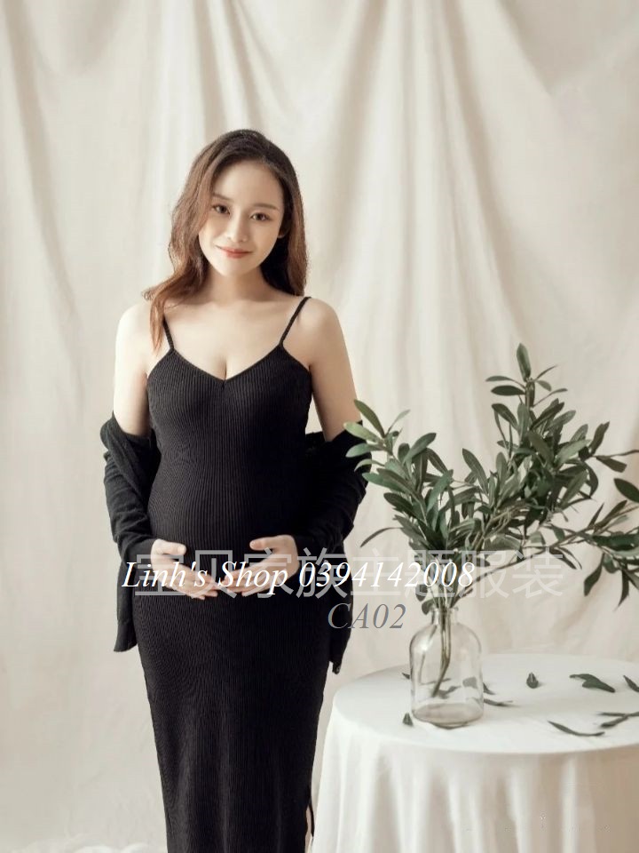 Đầm bầu váy bầu chụp ảnh nghệ thuật ôm body sang chảnh ca03