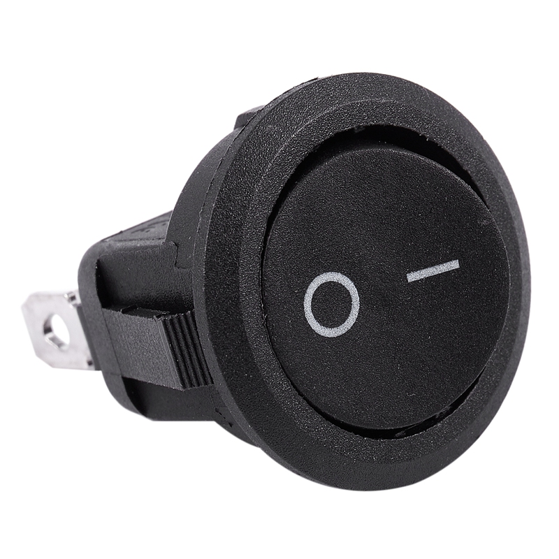 5Pcs SPST Black Button On/Off Round Rocker Switch AC 6A/250V 10A/125V