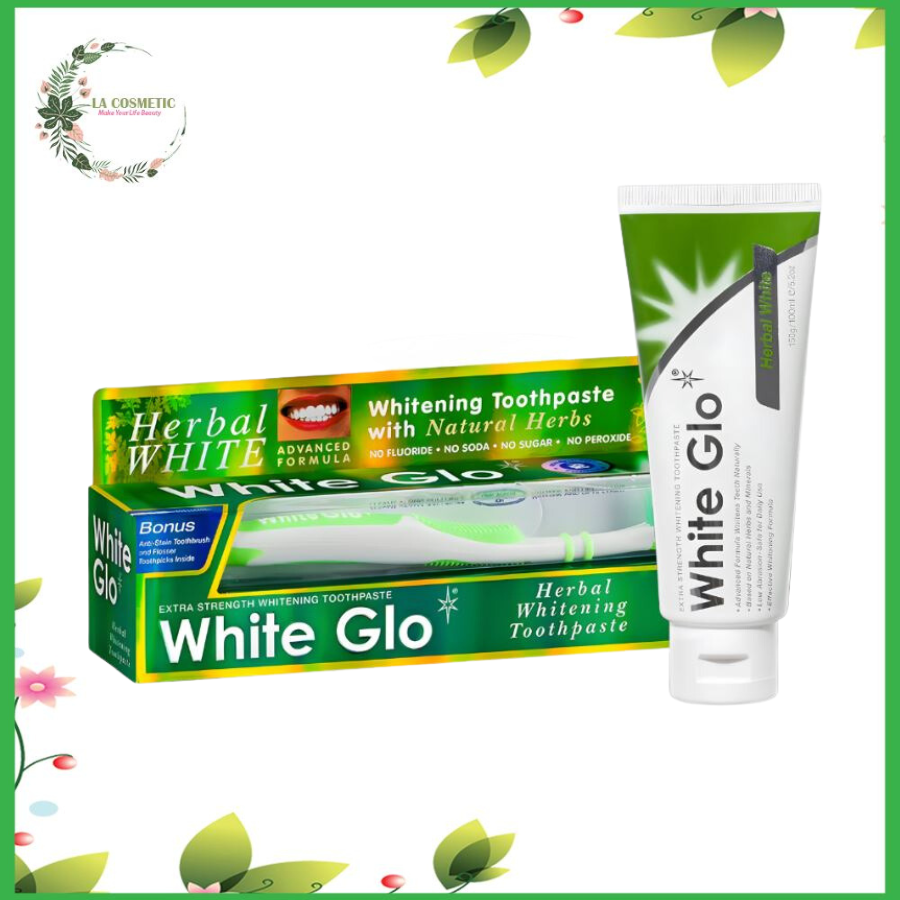 Kem đánh răng thảo mộc white glo 150g chính hãng