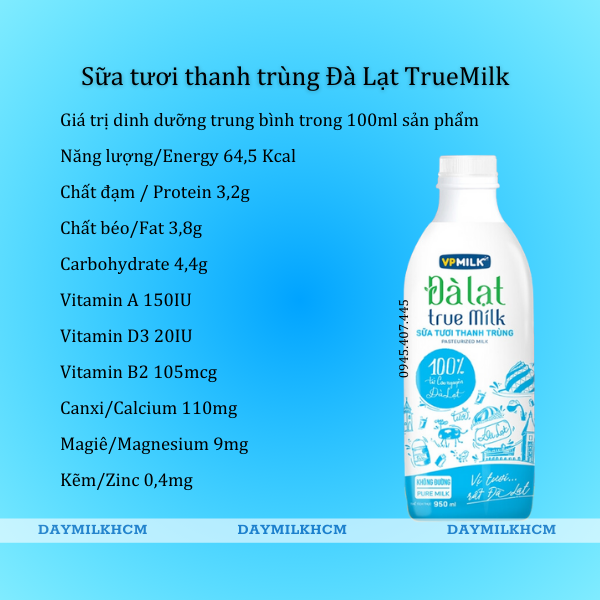 Sữa Tươi Thanh Trùng Đà Lạt True Milk