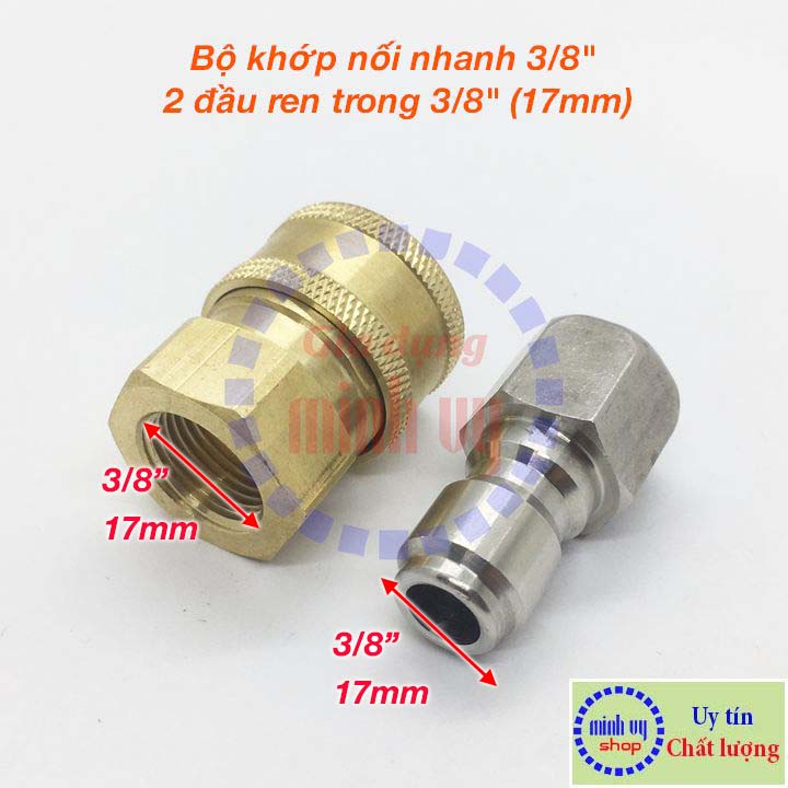 Bộ khớp nối nhanh 3/8" - ren 17mm đầu ra cho máy rửa xe áp lực cao máy xịt rửa cao áp máy rửa xe gia đình