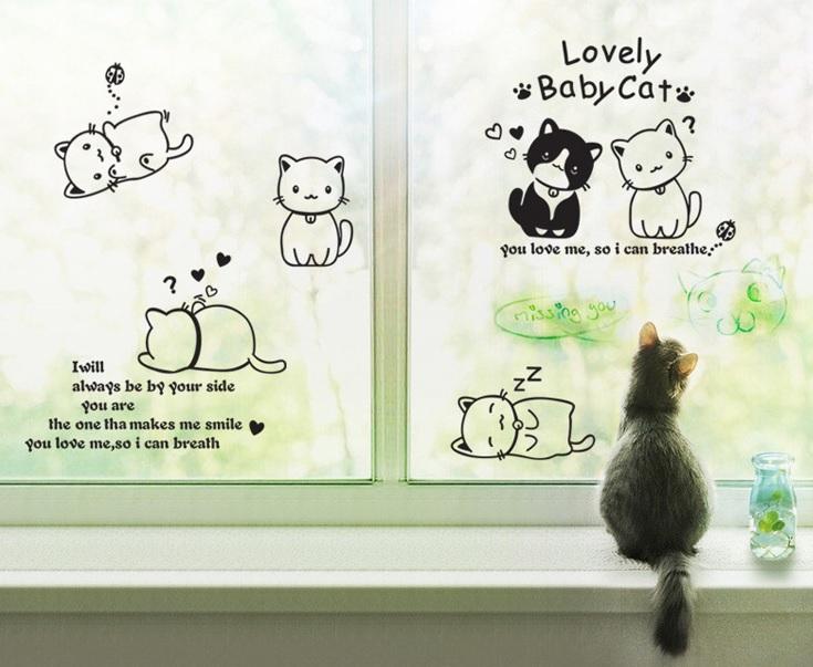 Decal dán tường Mèo xinh- T156-vivadecal