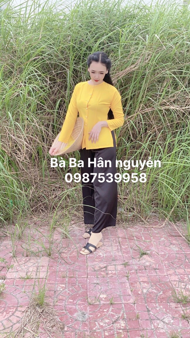 ÁO BÀ BA LỤA TRƠN (KEM QUẦN)