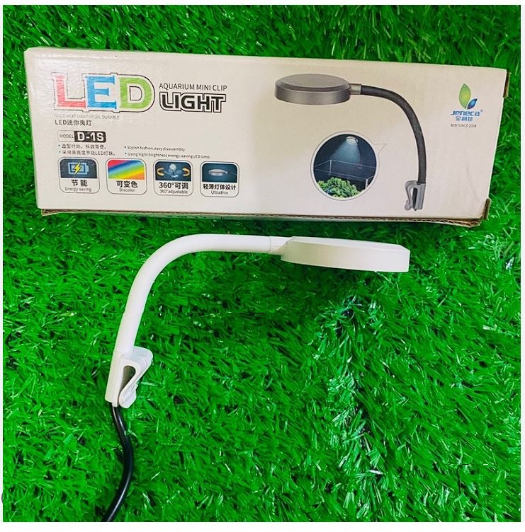 Đèn led Jeneca D1s kẹp miệng kính cho bể cá cảnh (3 màu)