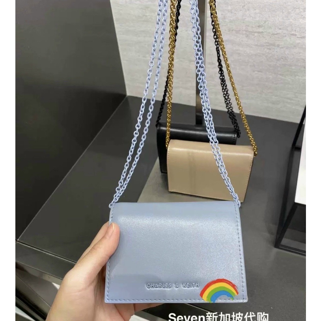 [FULL BOX TAG] Ví Charles & Keith card holder dây xích đeo chéo