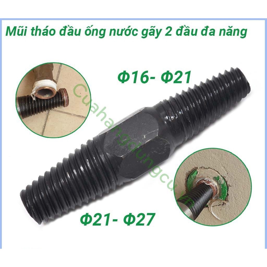 Vặn ren ngược 2 đầu tháo ren gãy phi 21,phi 27