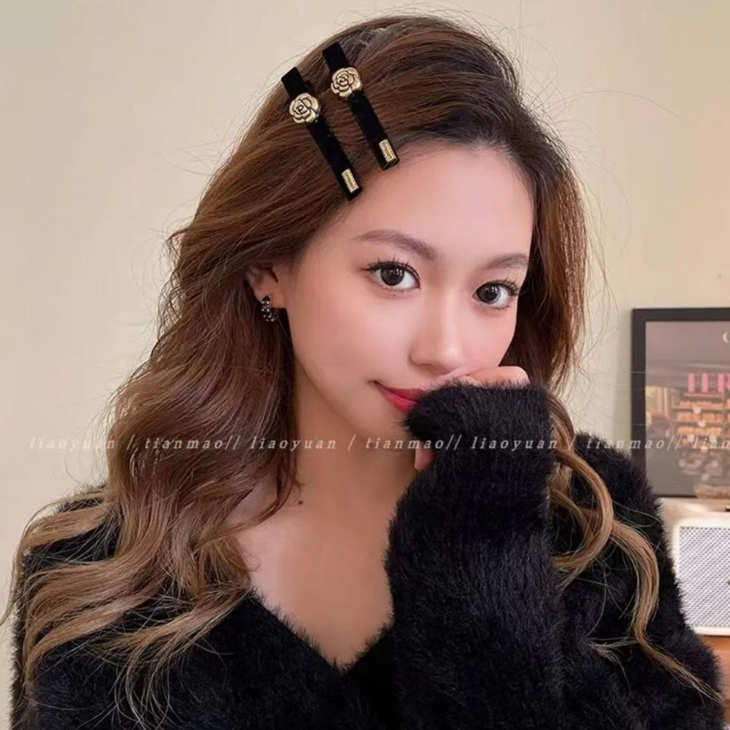 Kẹp Tóc Mỏ Vịt Màu Đen Phong Cách Retro
