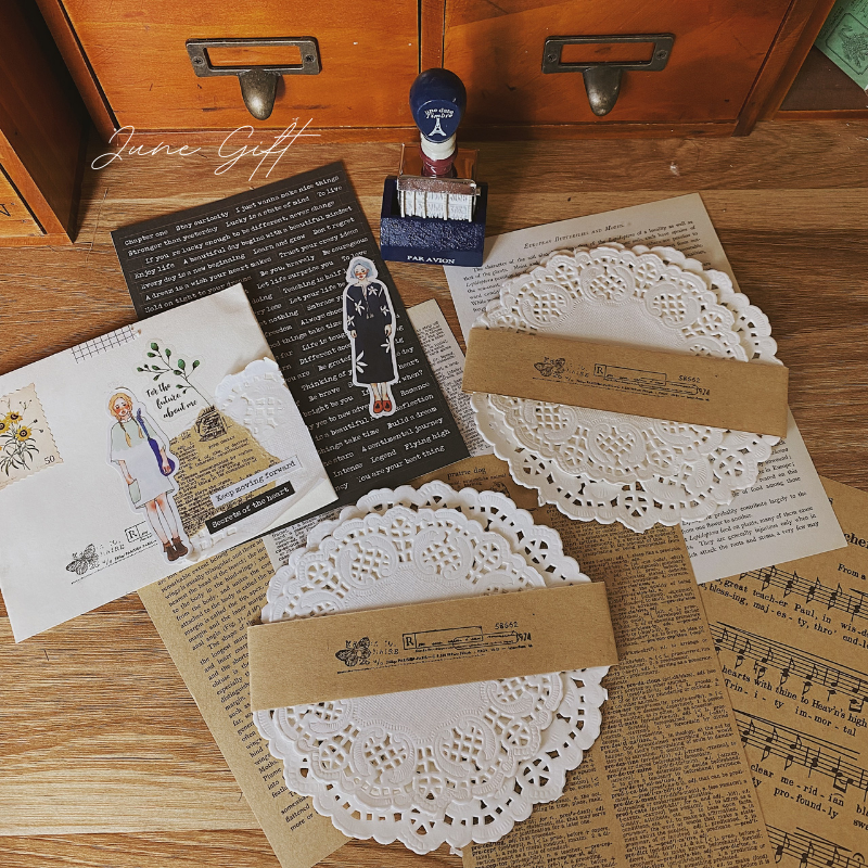 Set 20 giấy ren làm bullet journal, trang trí sổ vintage