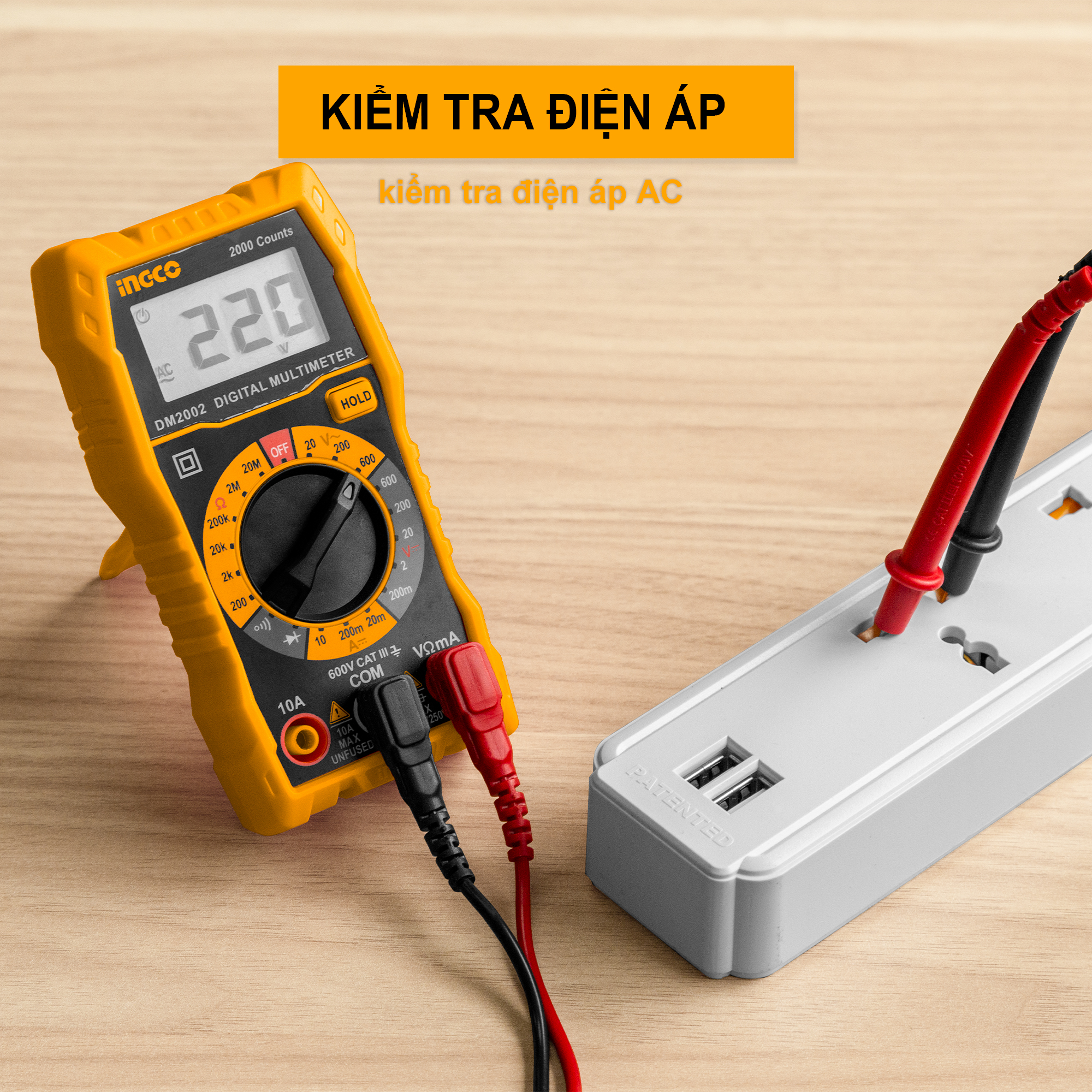 INGCO DM2002 "Đồng hồ đo điện vạn năng (2000 số đếm)