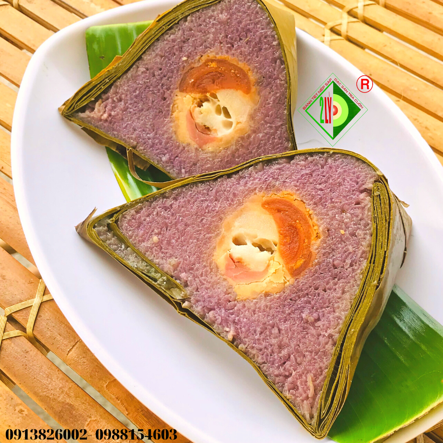 Bánh Ú Cẩm nhân mặn [Bánh tét Trà Cuôn Hai Lý tại Trà Vinh]