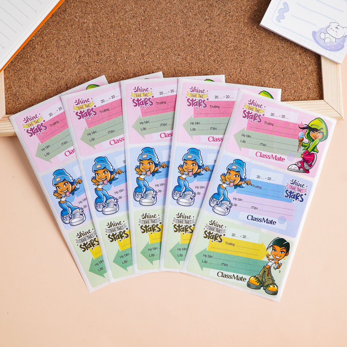 Nhãn Vở Có Keo Dán Sẵn CLASSMATE Chất Liệu Giấy Bóng Nổi Bật, Họa Tiết Hoạt Hình Be Cool Dễ Thương 15 Cái/Tập CL-NT224