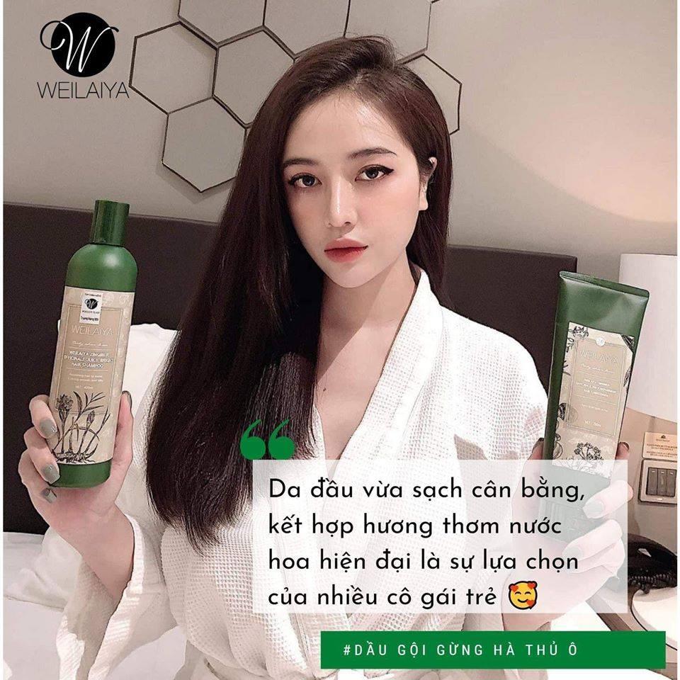 Cặp dầu gội xả gừng trắng kích mọc tóc Weilaiya Ginger (kèm set gội xả mini 14g)