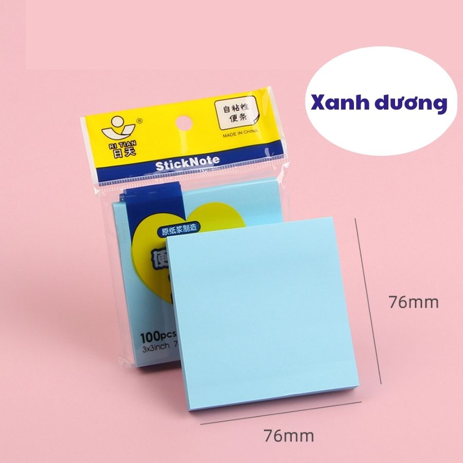 Bộ 100 tờ note ghi chú 4 màu pastel Baoke, tập giấy trang trí sổ tay, take note -vpp Tue Minh