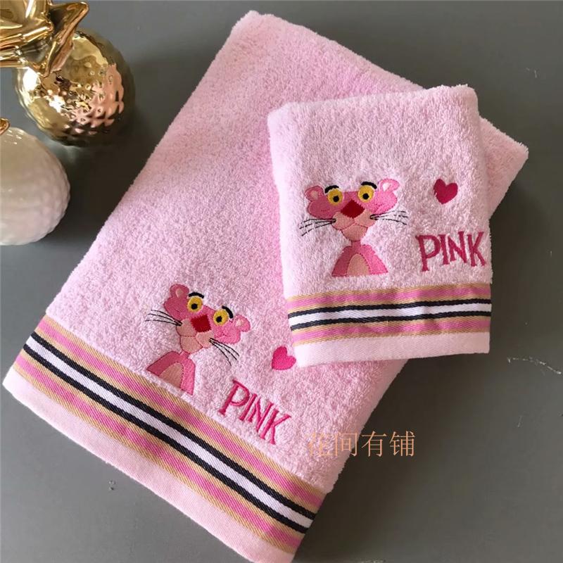 Nổi Danh Trên Mạng Trong Pink Panther Khăn Tắm 100% Cotton Người Lớn Mềm Mại Đáng Yêu Kiểu Hàn Quốc Màu Hồng Cô Gái Cặp Vợ Chồng Lớn 60*120 Cm