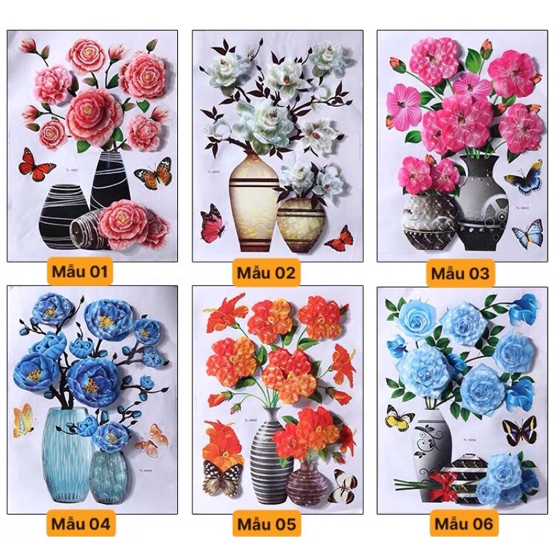 Tranh dán tường hoa nổi 3D sẵn keo dán.