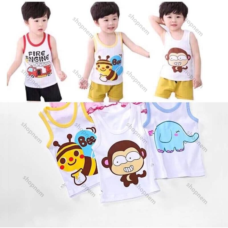 Set 3 áo ba lỗ cotton, áo thun 3 lỗ bé trai bé gái
