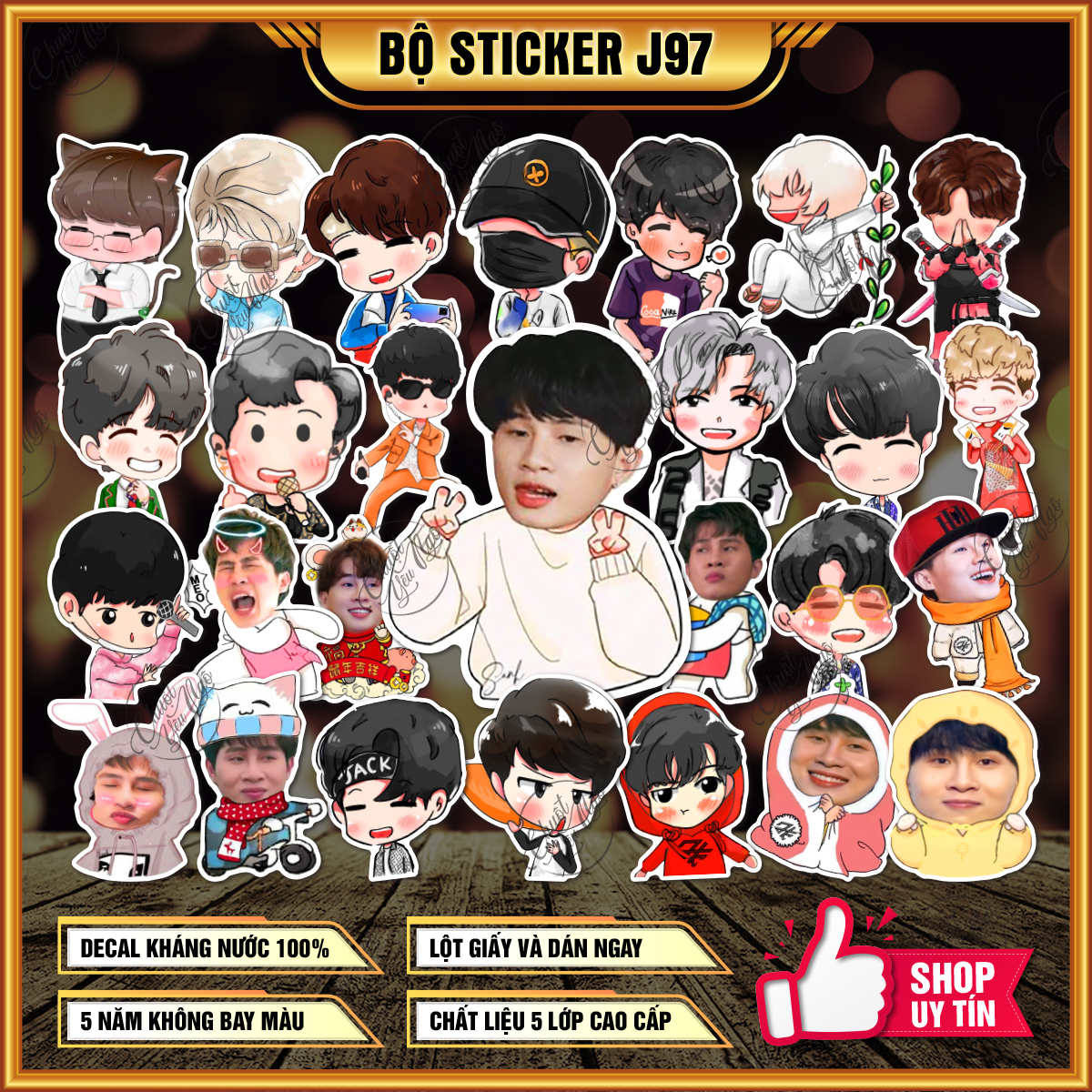 Combo 100 sticker meme JACK J97 hình dán phương tuấn meo meo đom đóm trang trí điện thoại laptop