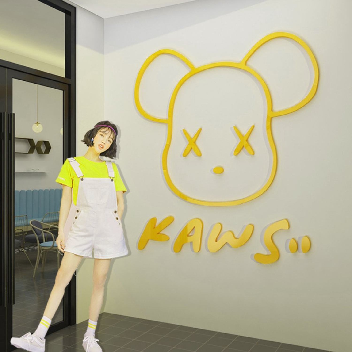 Đầu Gấu KAWS Dán Tường dễ thương