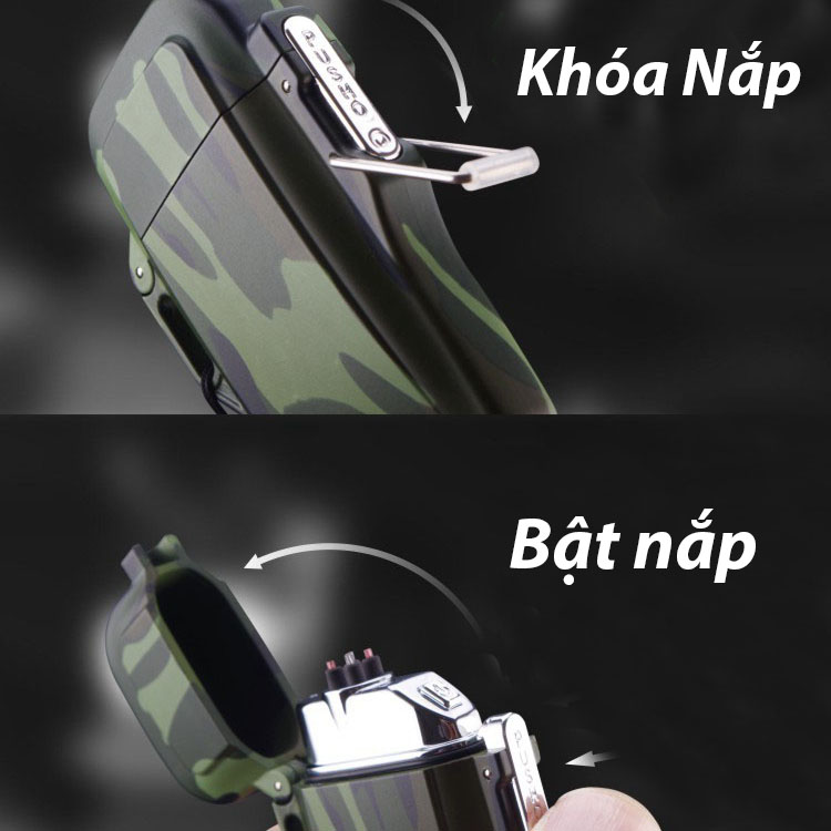 Bật Lửa Điện Sạc Pin Chống Nước có đèn pin chiếu xa
