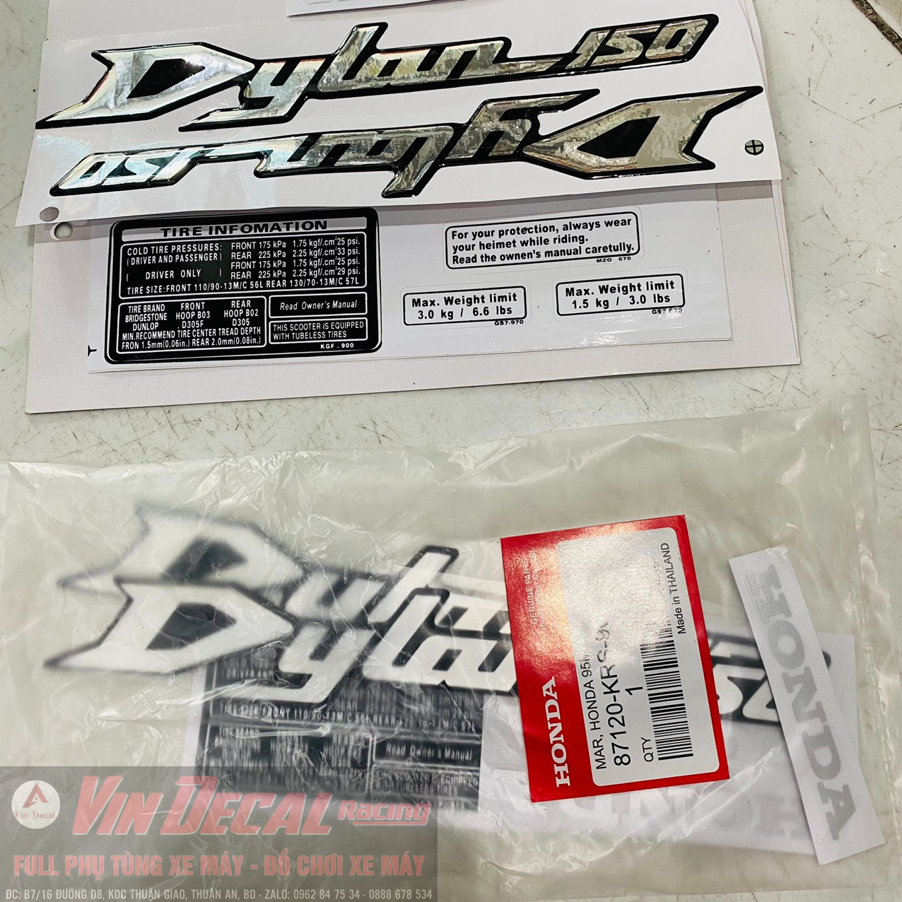 Bộ tem thông số Dylan 150