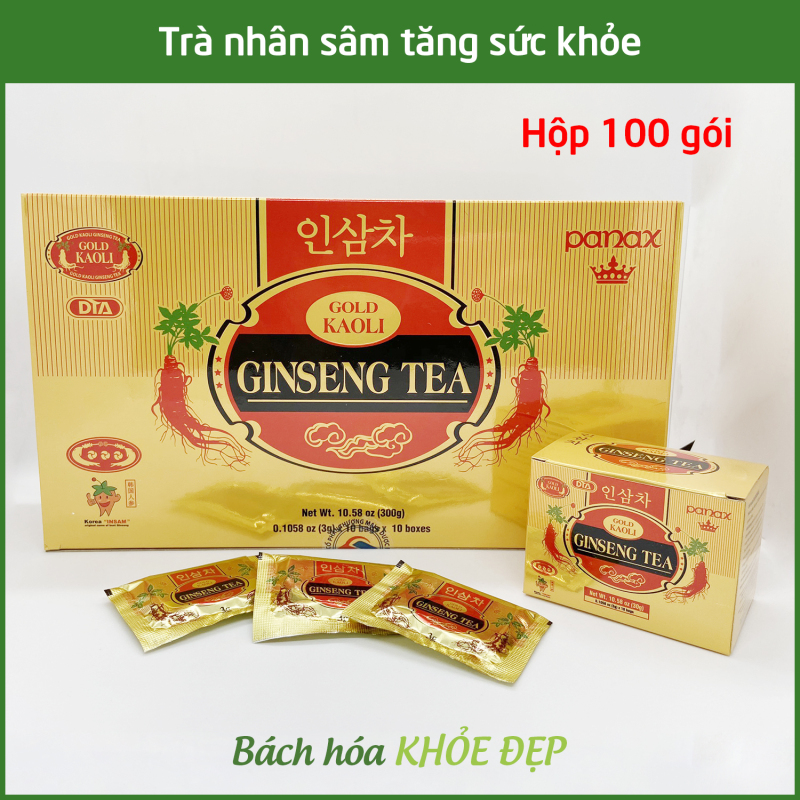 Trà nhân sâm Gold Kaoli Ginseng Tea Hộp 100 gói tăng cường sức khỏe - Nguyên liệu nhập khẩu Hàn Quốc