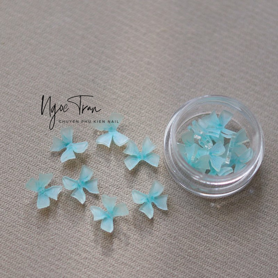 Set 6 Phụ Kiện Nơ Pha Lê Trong Đủ Màu | Ba Chiều Trang Trí Móng